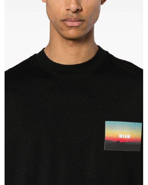 T-shirt con applicazione di MSGM in Black da Uomo