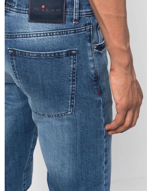 Kiton Blue Slim-Cut Cotton Jeans for men