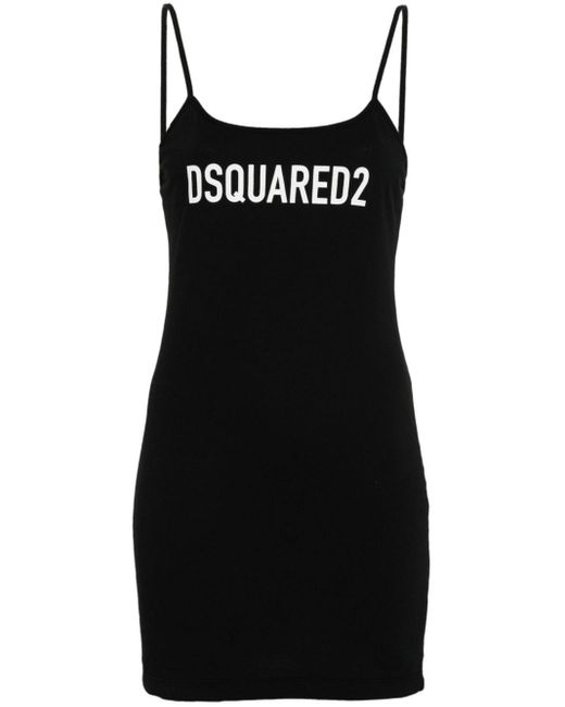 Robe courte à logo imprimé DSquared² en coloris Black
