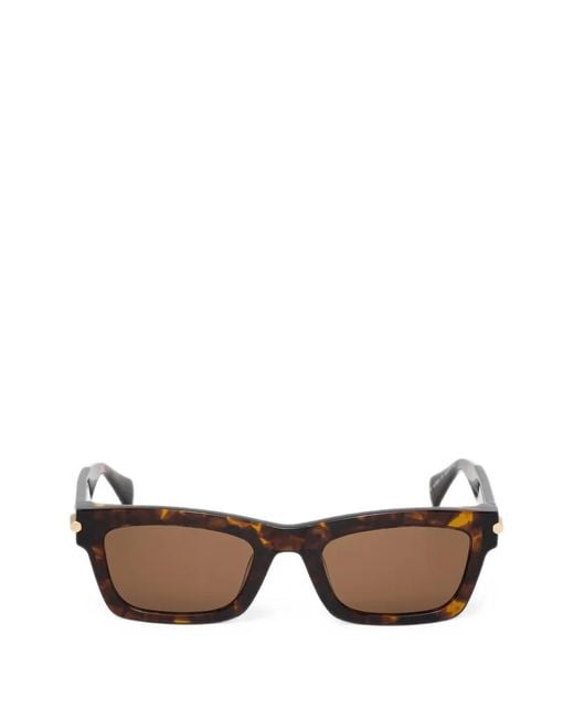 AllSaints Brown Tortoiseshell-Effect Rectangle-Frame Sunglasses