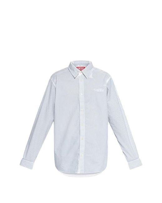DIESEL White Striped-Pattern Shirt for men