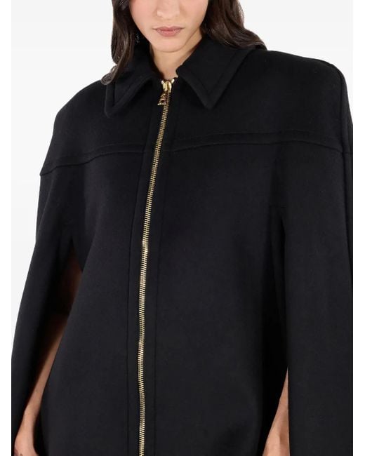 Roberto Cavalli Black Zip-Front Shoulder-Padded Cape