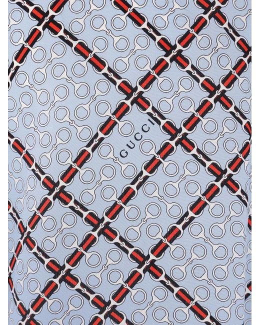 Gucci Zijden Blouse Met Horsebit-Print in het Blue