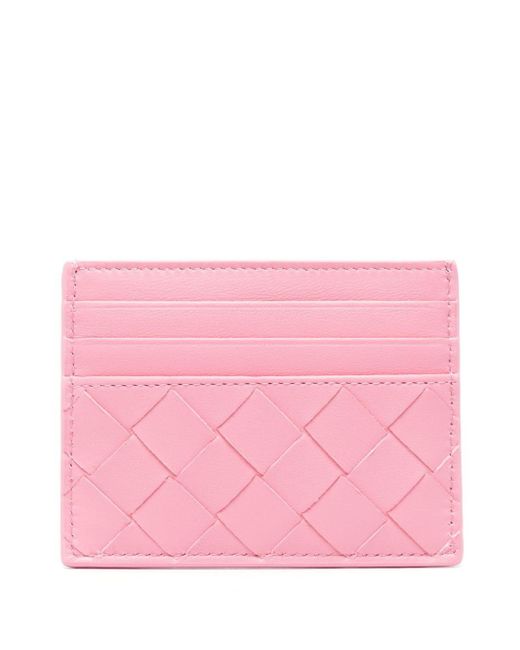 Bottega Veneta Pink Intrecciato Leather Cardholder - Women's - Calf Leather