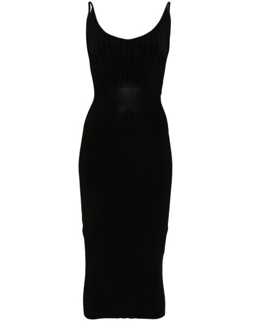 Mugler Black Sleeveless Knitted Mididress