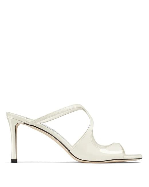 Jimmy Choo White Anise 75Mm Patent-Leather Mules
