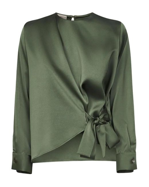 Blanca Vita Green Wrap-Front Top