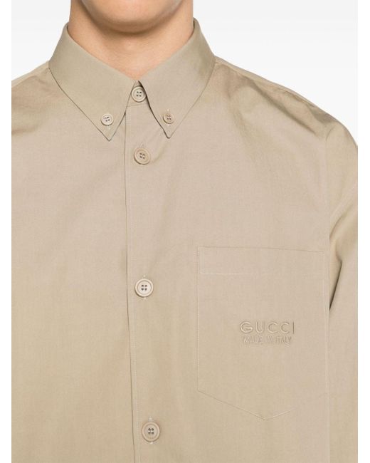Camisa con logo bordado Gucci de hombre de color Natural