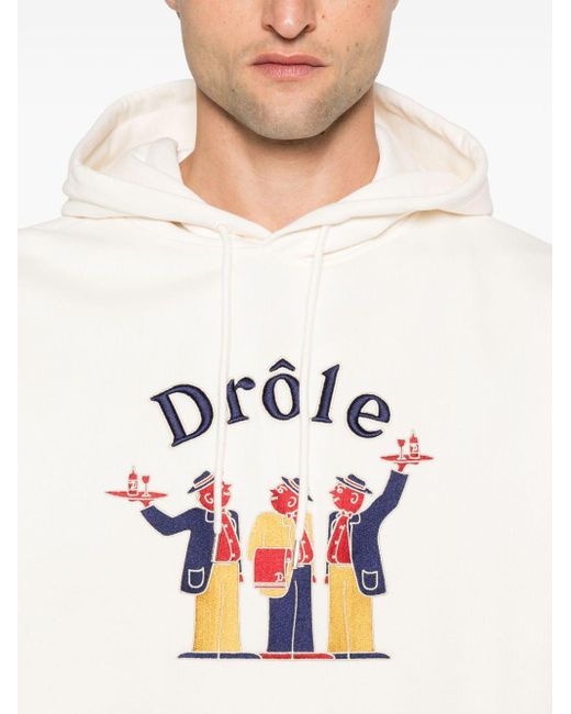 Drole de Monsieur White Le Hoodie Crillon Top for men