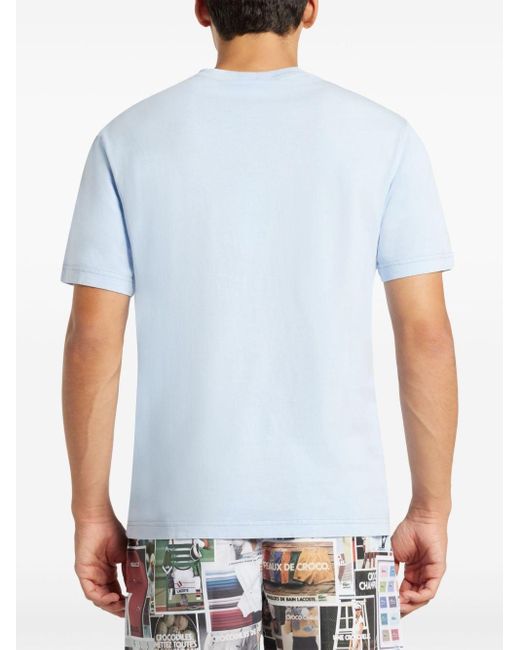 Lacoste T-shirt Met Geborduurd Logo in het Blue voor heren