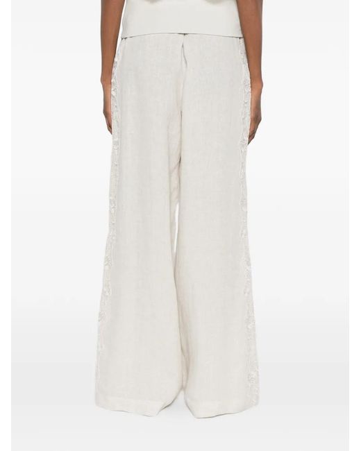 Maurizio Braschi White Lace-Detail Trousers