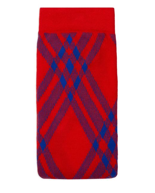 Burberry Red Check-Pattern Wool Blend Tights