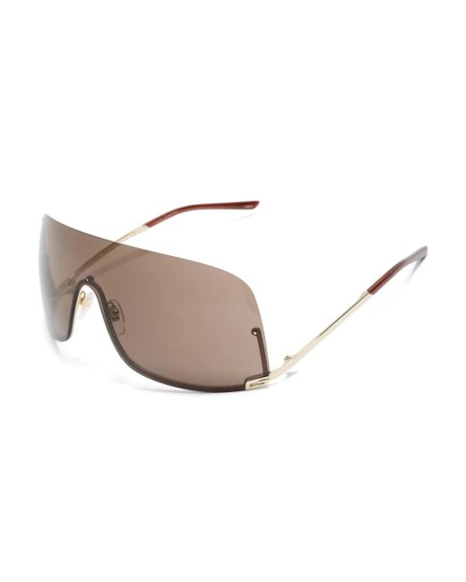 Gucci Square-G-Motif Shield-Frame Sunglasses in Pink | Lyst