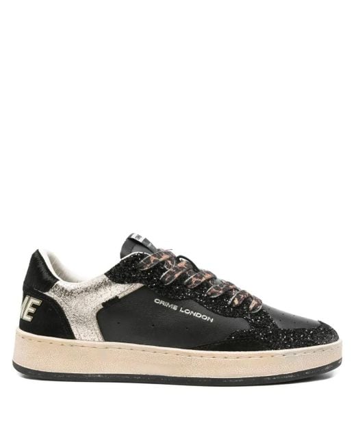 Crime London Black Chelsea Glitter-Detail Sneakers