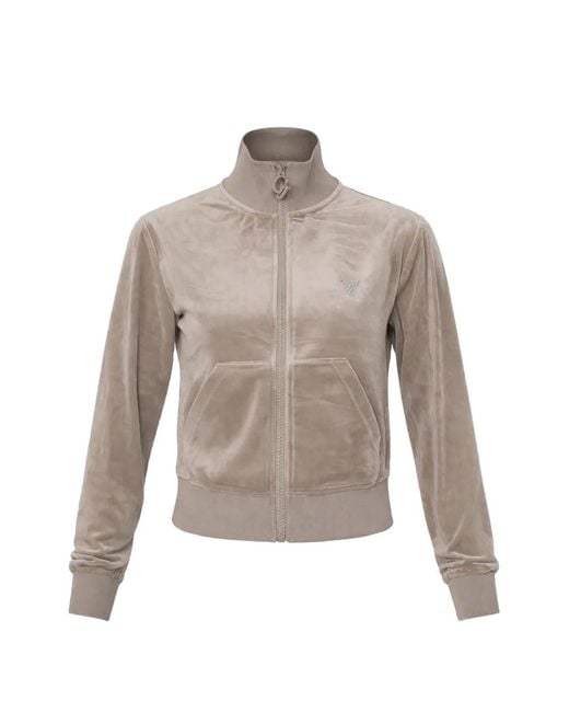 Guess White Zip-Fastening Velvet Jacket