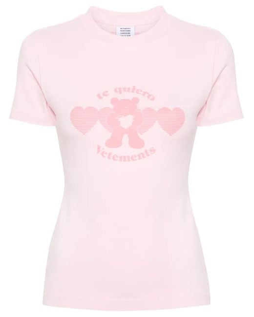 Vetements Pink T-Shirt Mit Grafischem Print
