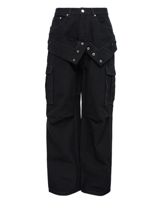 ANDERSSON BELL Black Double-Waist Cargo Jeans