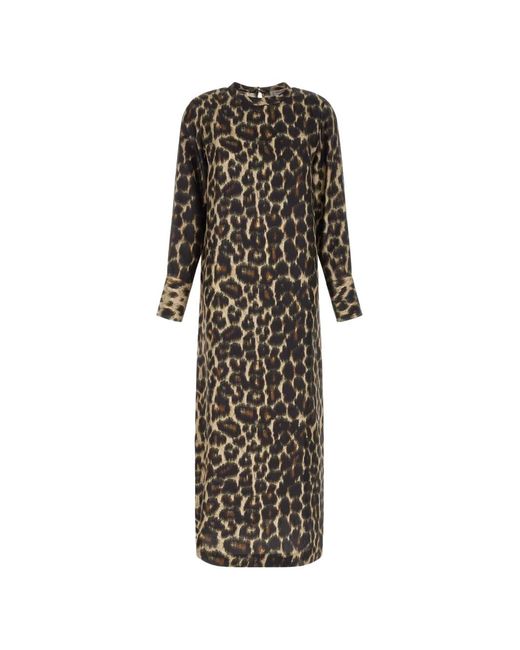 Alberto Biani White Animal-Print Silk Maxi Dress
