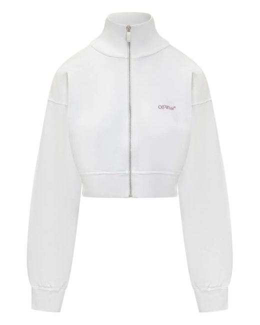 Off-White c/o Virgil Abloh White Crop Sweatshirt With Logo And Arrow Print