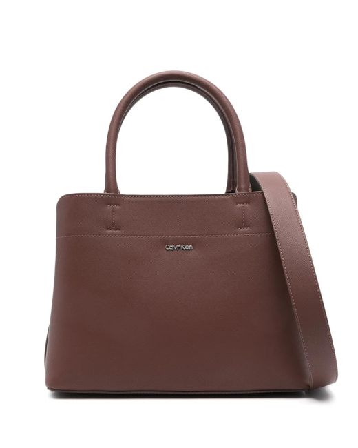 Calvin Klein Brown Faux Leather Tote Bag