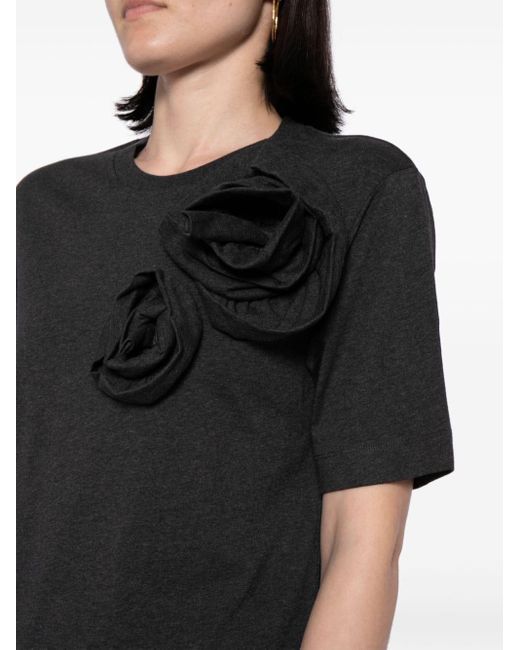 Simone Rocha Black Rose-appliqué Cotton T-shirt