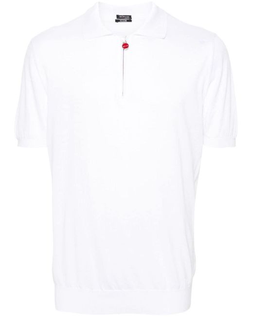 Kiton Fijngebreid Poloshirt in het White voor heren