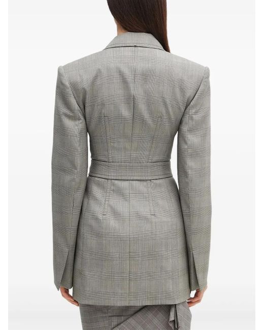 Sportmax Gray Belted Check Jacket
