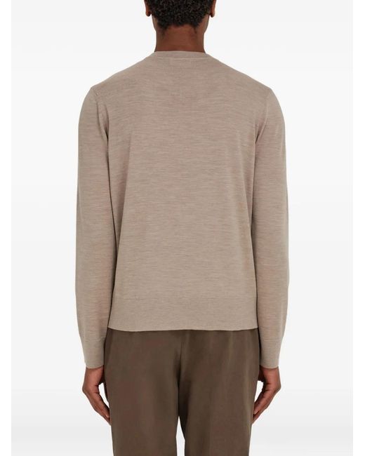 Ferragamo Gray Knitted V-Neck Sweater for men