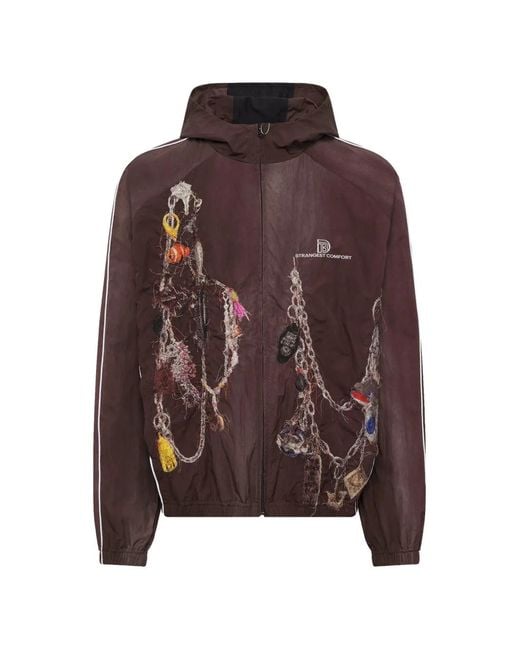 Doublet Brown Chain-Embroidered Track Jacket for men