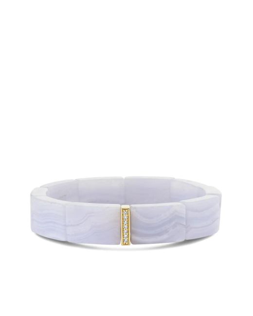 Sydney Evan 14Kt Geelgouden Kleine Single Row Armband Met Aquamarijn En Diamant in het White