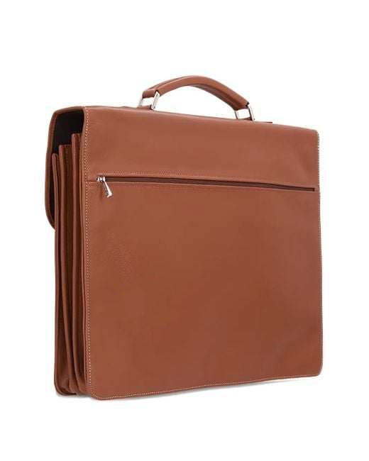 Longchamp Brown Leather Top-Handle Briefcase