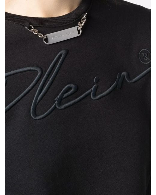 Philipp Plein Black Logo-Embroidered Lounge Sweatshirt