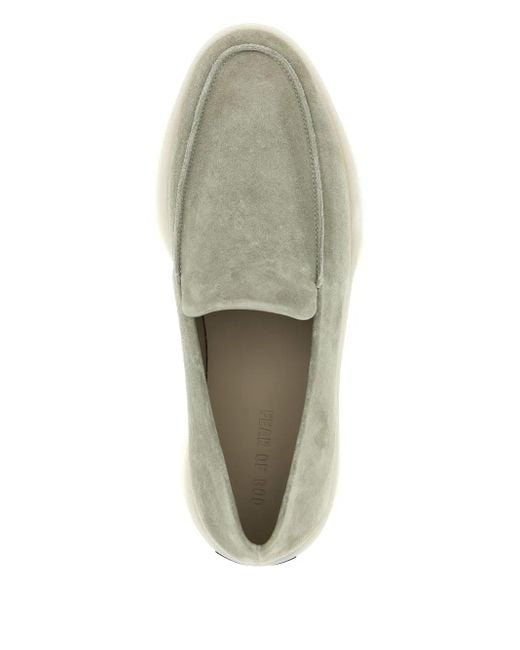 Fear Of God Gray Suede Logo-Patch Loafers for men