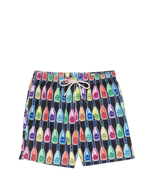 Mc2 Saint Barth White Bottle-Print Drawstring Swim Shorts for men