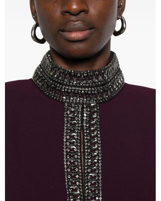 Jean Louis Sabaji Purple Crystal-Embellished Mermaid Gown