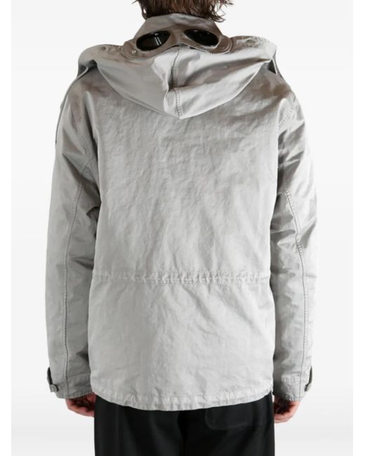 C P Company Gray Micro Kei Hooded Multi-Pocket Jacket for men