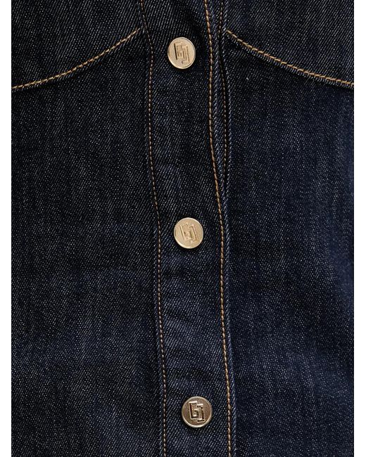GAUDI Black Button-Down Sleeveless Denim Mini Dress