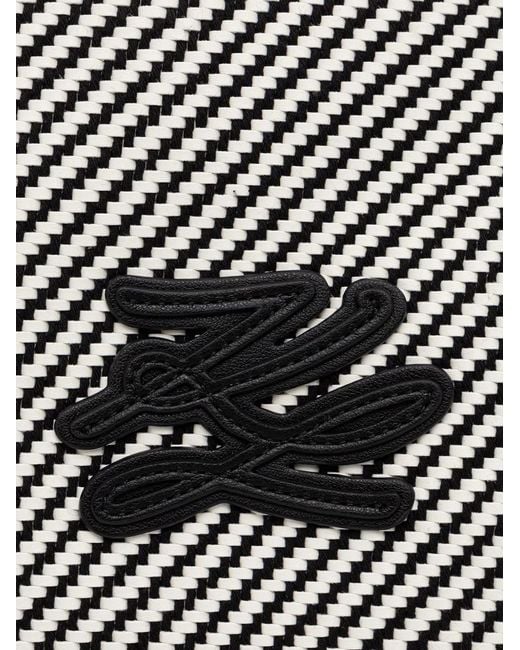 Karl Lagerfeld Black Woven-Design Logo-Patch Tote Bag