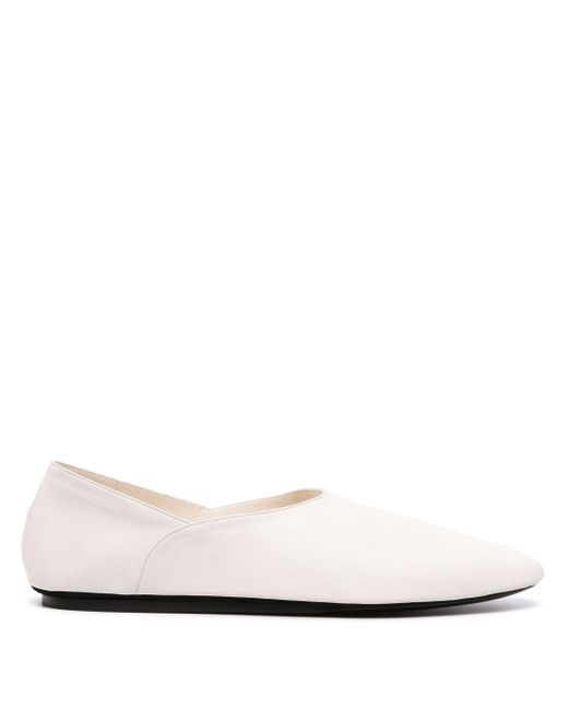 Jil Sander Two-panel Leather Ballerina Flats in White | Lyst