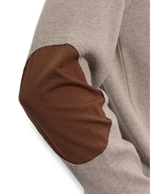MM6 by Maison Margiela Natural Elbow-Patch Ribbed-Knit Sweater for men