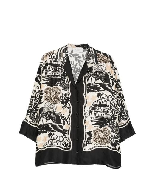 ERMANNO FIRENZE Gray Floral-Print Button Shirt