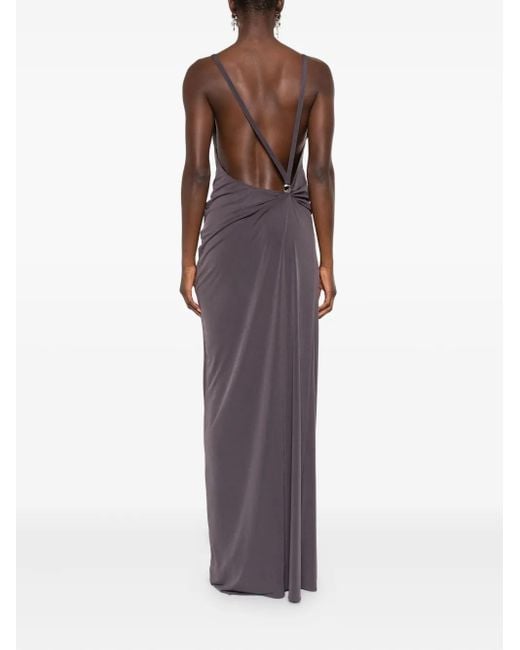 Coperni Brown Draped Gown Dress