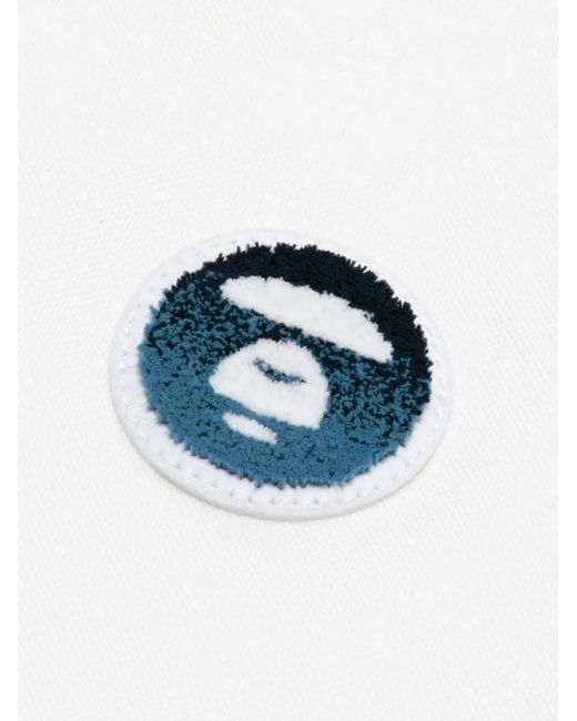 Aape By A Bathing Ape White Moonface Logo-Patch Button-Down Shirt for men