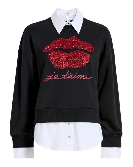 Sudadera Justina con detalles de cristal Cinq À Sept de color Black