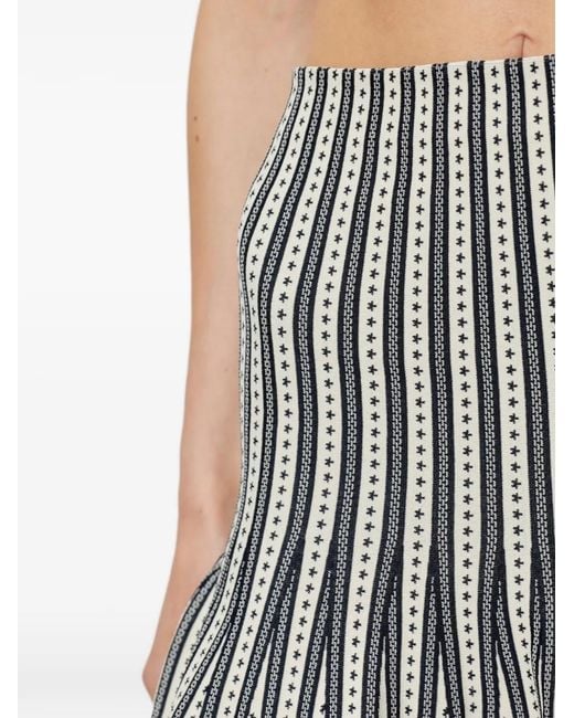 McQueen White Striped Pleated Mini Skirt