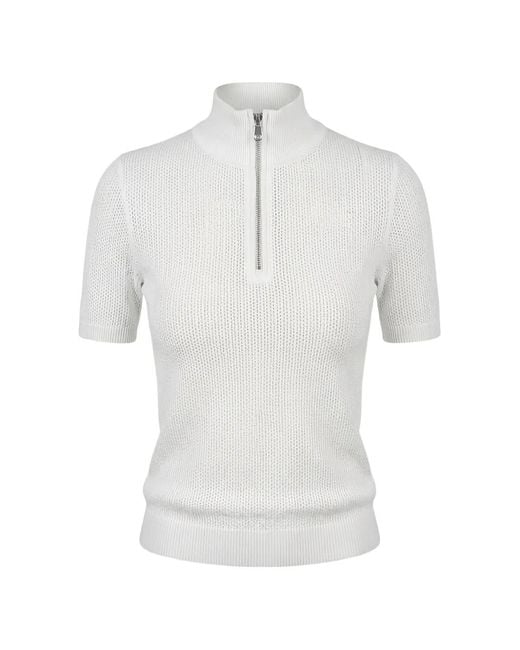 Anatomie White Haut En Maille Ajourée Serena À Col Zippé Serena