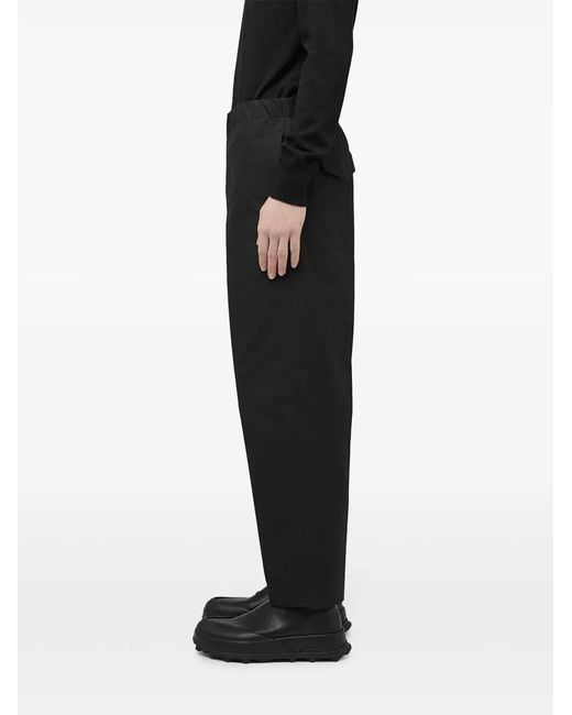 Jil Sander Black Elasticated-Waistband Cotton Trousers for men