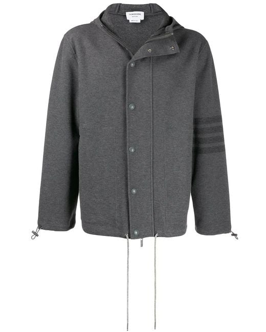 Thom Browne Gray Tonal 4-Bar Hooded Jacket for men