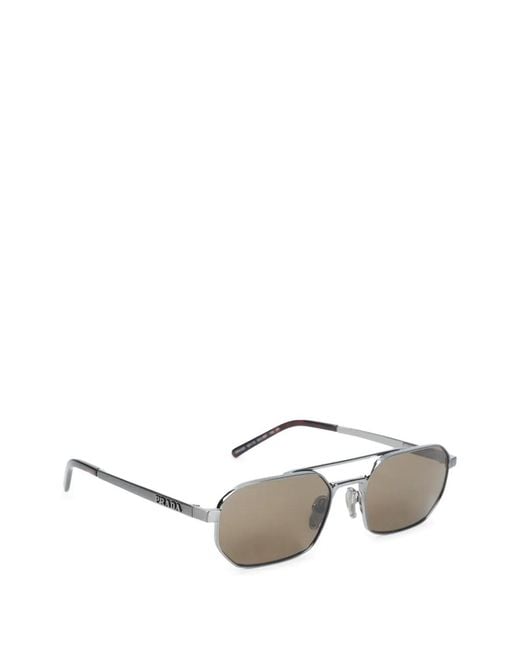 Prada Metallic Geometric-Frame Sunglasses