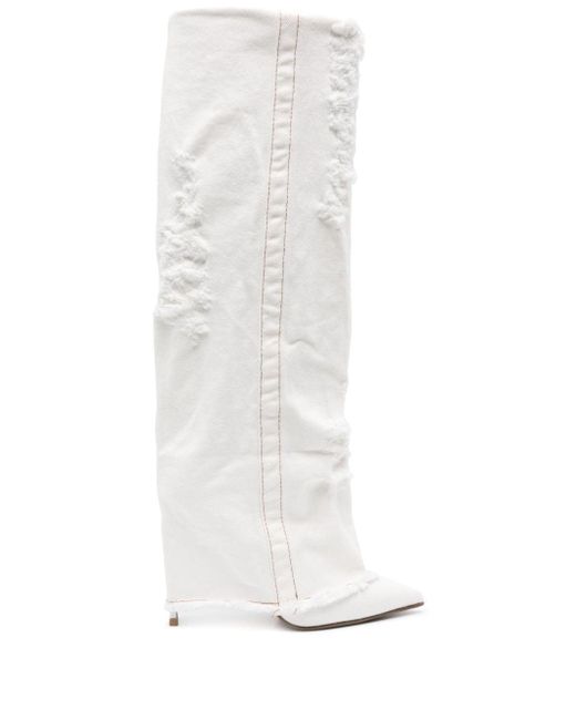 Le Silla White Andy Jeansstiefel mit Umschlag 120mm